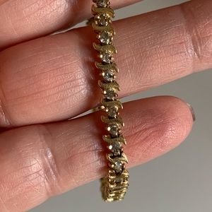 Gold and diamond s link Tennis Bracelet - natural diamond